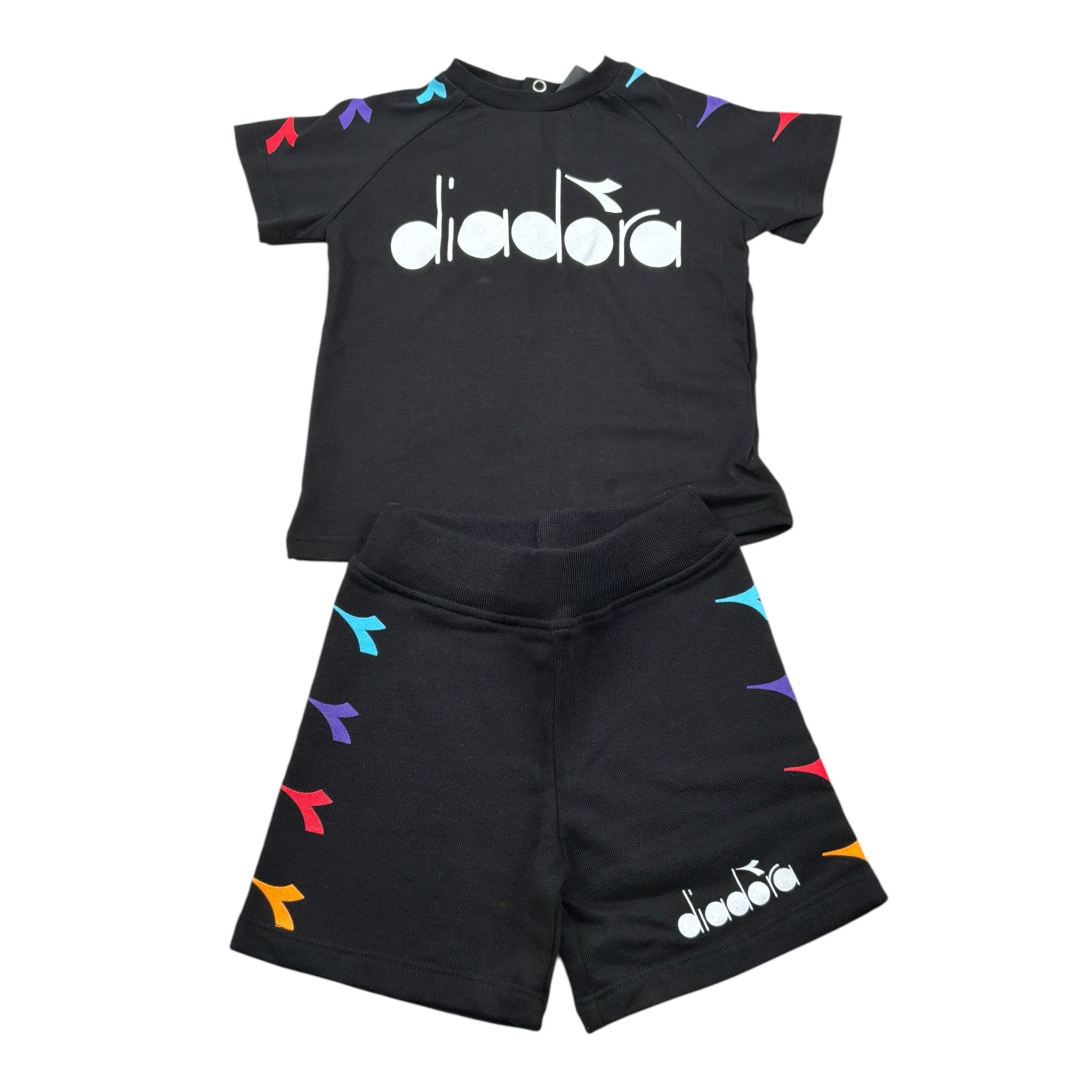 Diadora Completo 2 Pezzi T-Shirt-Bermuda Nero per Neonato 030100 NERO DIADORA 