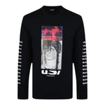Diesel Shirt Girocollo tinta unita con Stampa Nero per Bambino 00J4P8 NERO DIESEL 