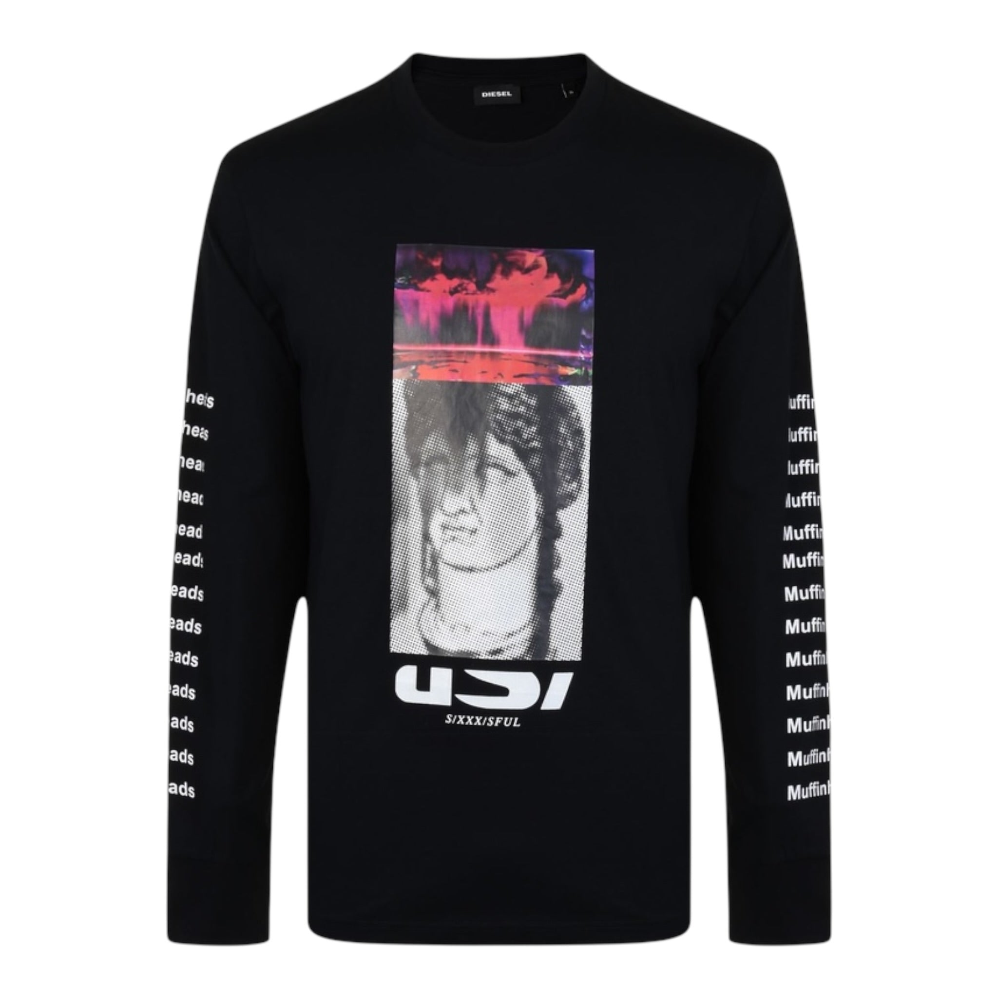Diesel Shirt Girocollo tinta unita con Stampa Nero per Bambino 00J4P8 NERO DIESEL 