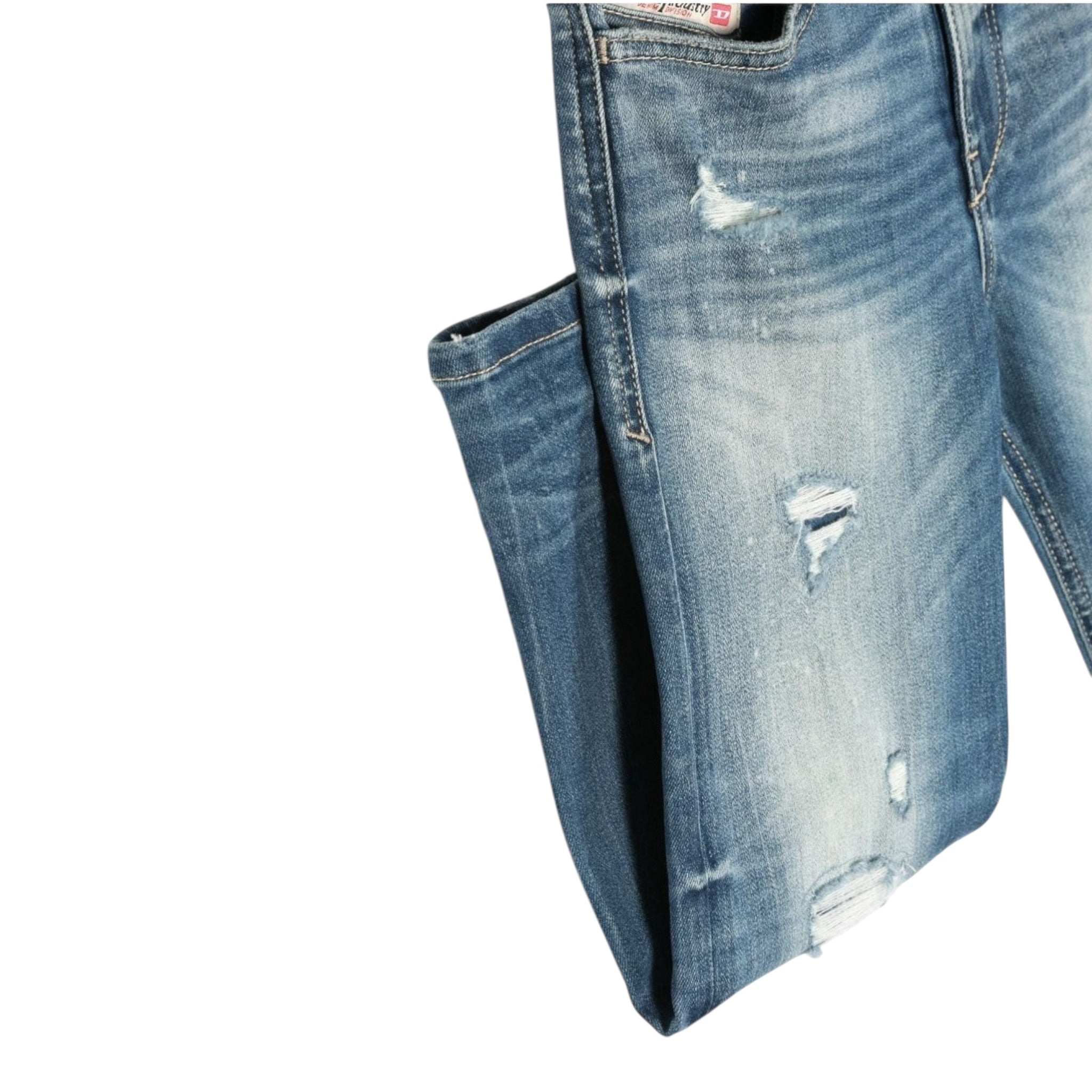 Diesel Jeans tinta unita con Strappi Azurro per Bambino J00817 AZZURRO DIESEL 