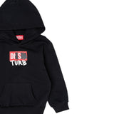 Diesel Felpa tinta unita con Cappuccio E Stampa Nero per Bambino J00836 NERO DIESEL 