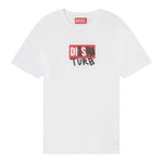 Diesel T-Shirt Girocollo tinta unita con Stampa Bianco per Bambino J00950 BIANCO DIESEL 