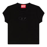 Diesel T-Shirt Girocollo Tinta Unita con Logo per Bambina J01830 NERO DIESEL 