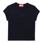 Diesel T-Shirt Girocollo tinta unita con Logo Nero per Bambina J01830XXX NERO DIESEL 