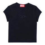 Diesel T-Shirt Girocollo tinta unita con Logo Nero per Bambina J01830XXX NERO DIESEL 