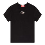 Diesel T-Shirt Girocollo Tinta Unita con Logo per Bambina J02022XX NERO DIESEL 