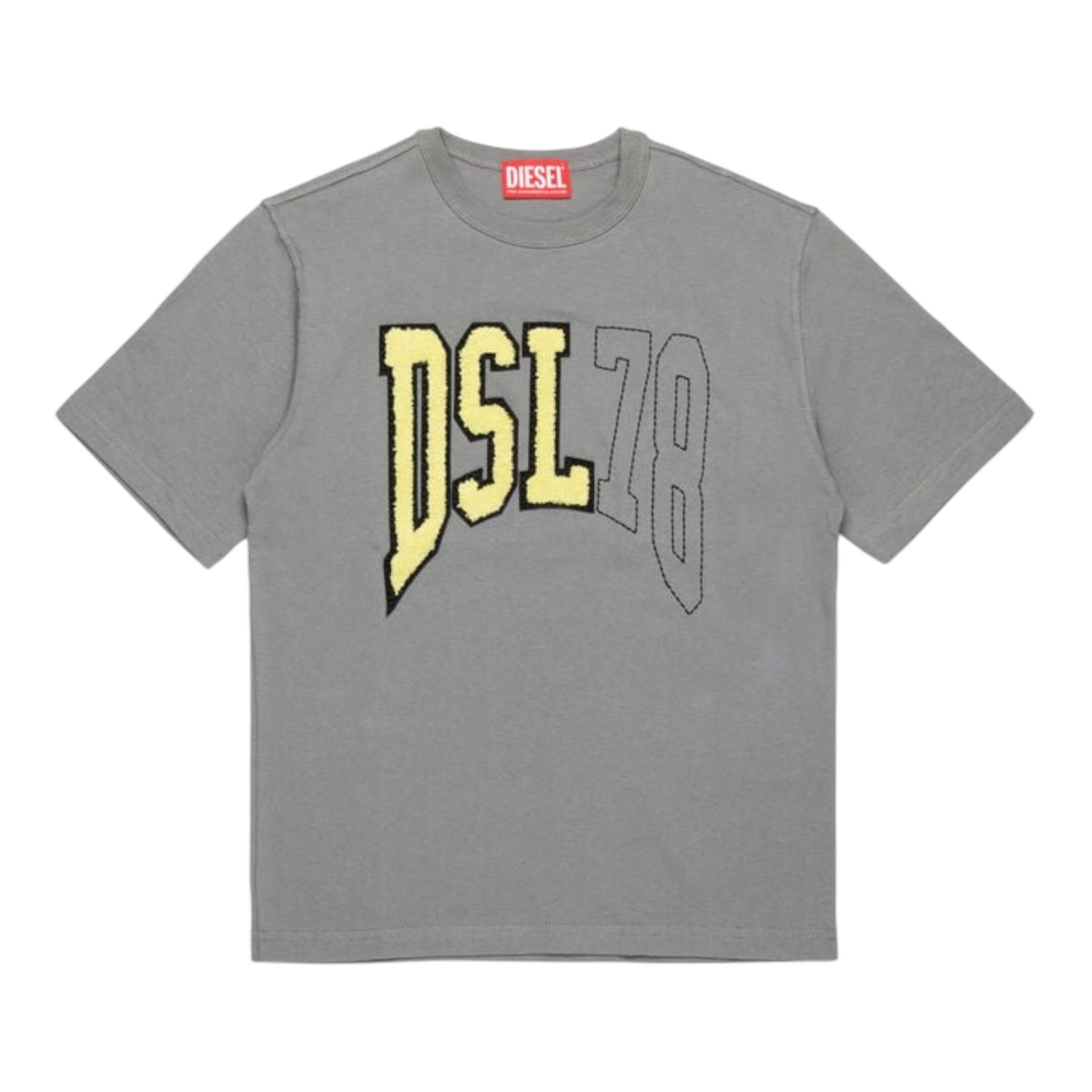 Diesel T.Shirt Girocollo Tinta Unita con Logo per Bambino J02228X GRIGIO DIESEL 