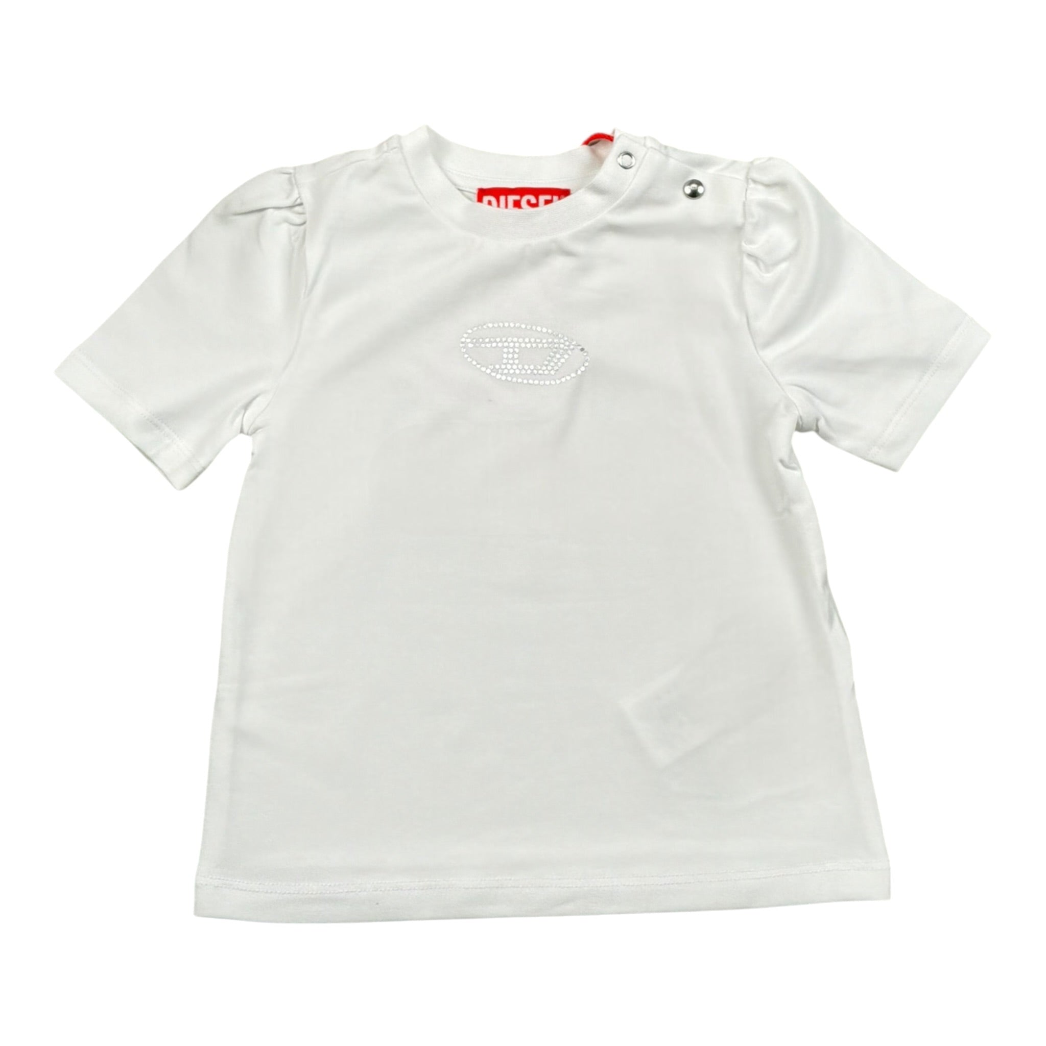 Diesel T-Shirt Girocollo Tinta Unita con Stampa per Neonato K005633 BIANCO DIESEL 