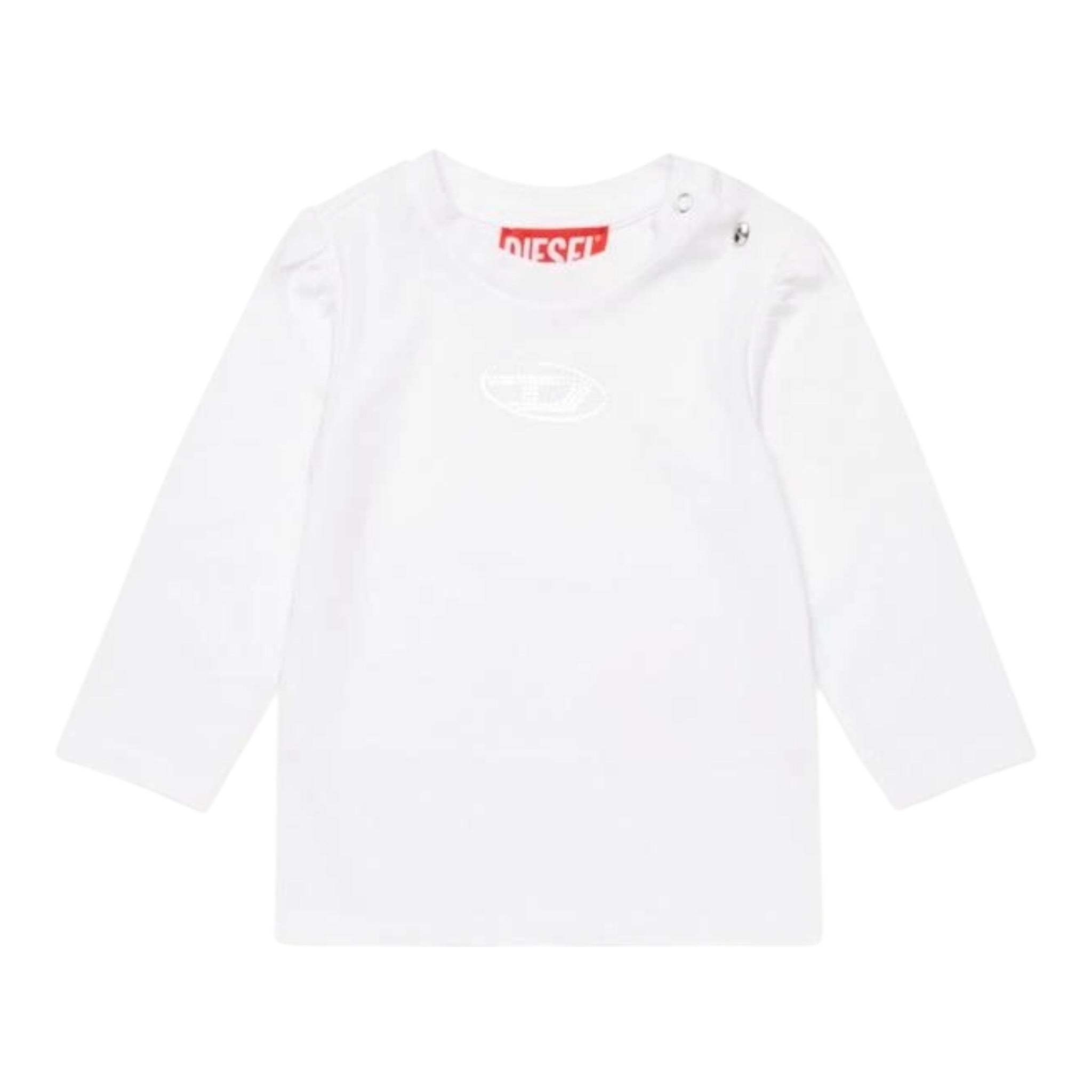 Diesel Shirt Girocollo Tinta Unita con Stampa per Neonato K00563 BIANCO DIESEL 