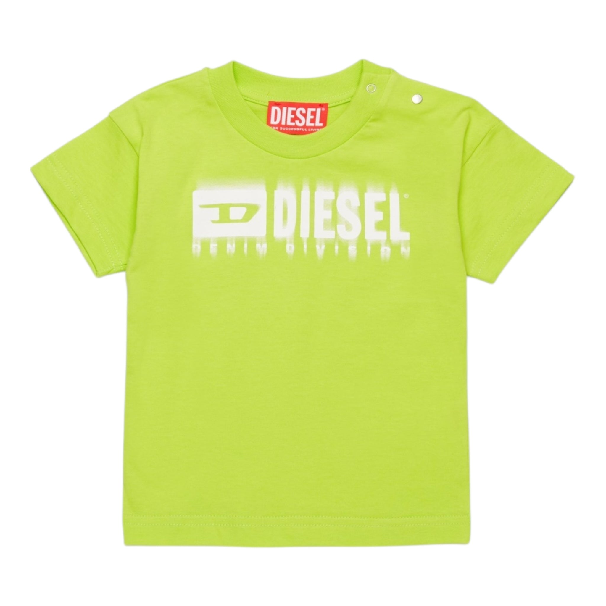 Diesel T-Shirt Girocollo Tinta Unita con Stampa per Neonato K00569 VERDE DIESEL 