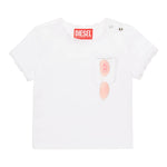 Diesel T-Shirt Girocollo Tinta Unita con Ricami per Neonata K00636N BIANCO DIESEL 