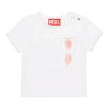 Diesel T-Shirt Girocollo Tinta Unita con Ricami per Neonata K00636N BIANCO DIESEL 
