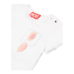 Diesel T-Shirt Girocollo Tinta Unita con Ricami per Neonata K00636N BIANCO DIESEL 
