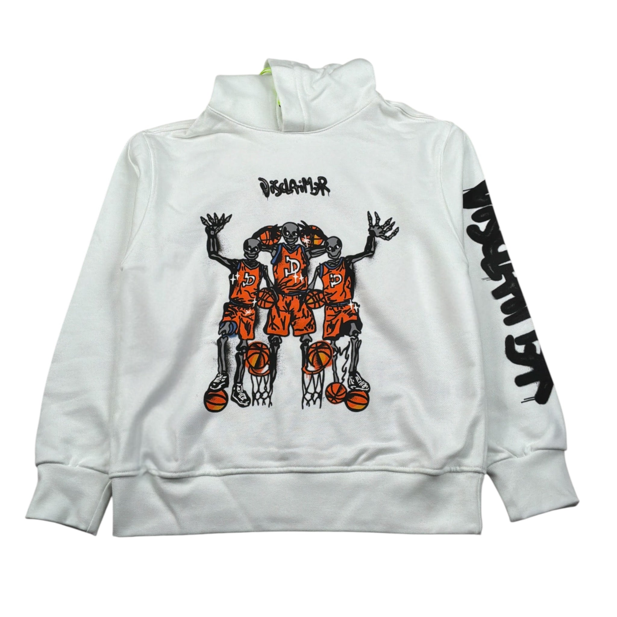 Disclaimer Felpa Chiusa con Cappuccio Tinta Uita con Stampe Bianco per Bambino 24ED58029 BIANCO DISCLAIMER 