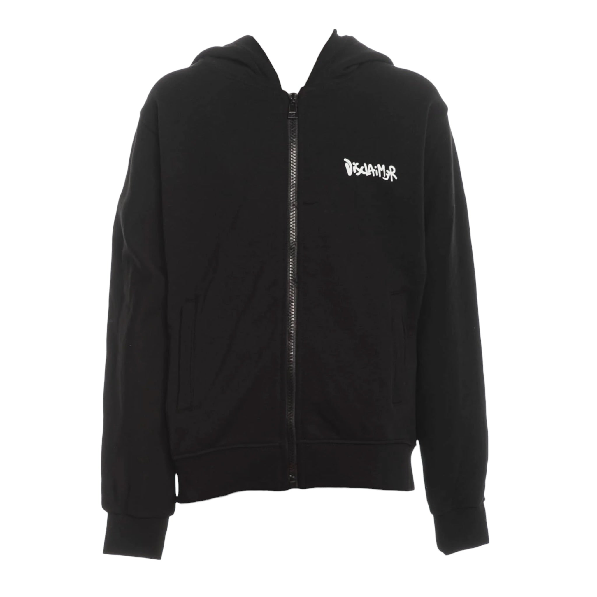 Disclaimer Felpa con Zip E Cappuccio Tinta Unita con Logo per Bambino 25EDBK58409 NERO DISCLAIMER 