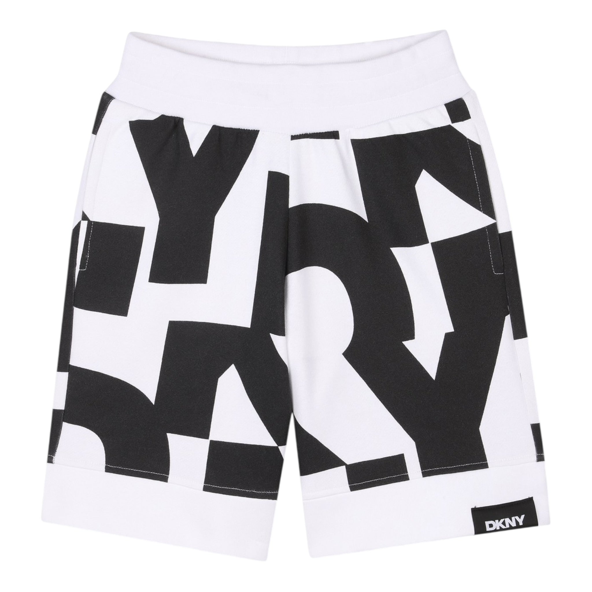 Dkny Bermuda Felpa Tinta Unita con Stampe per Bambino D62238 BIANCO DKNY 