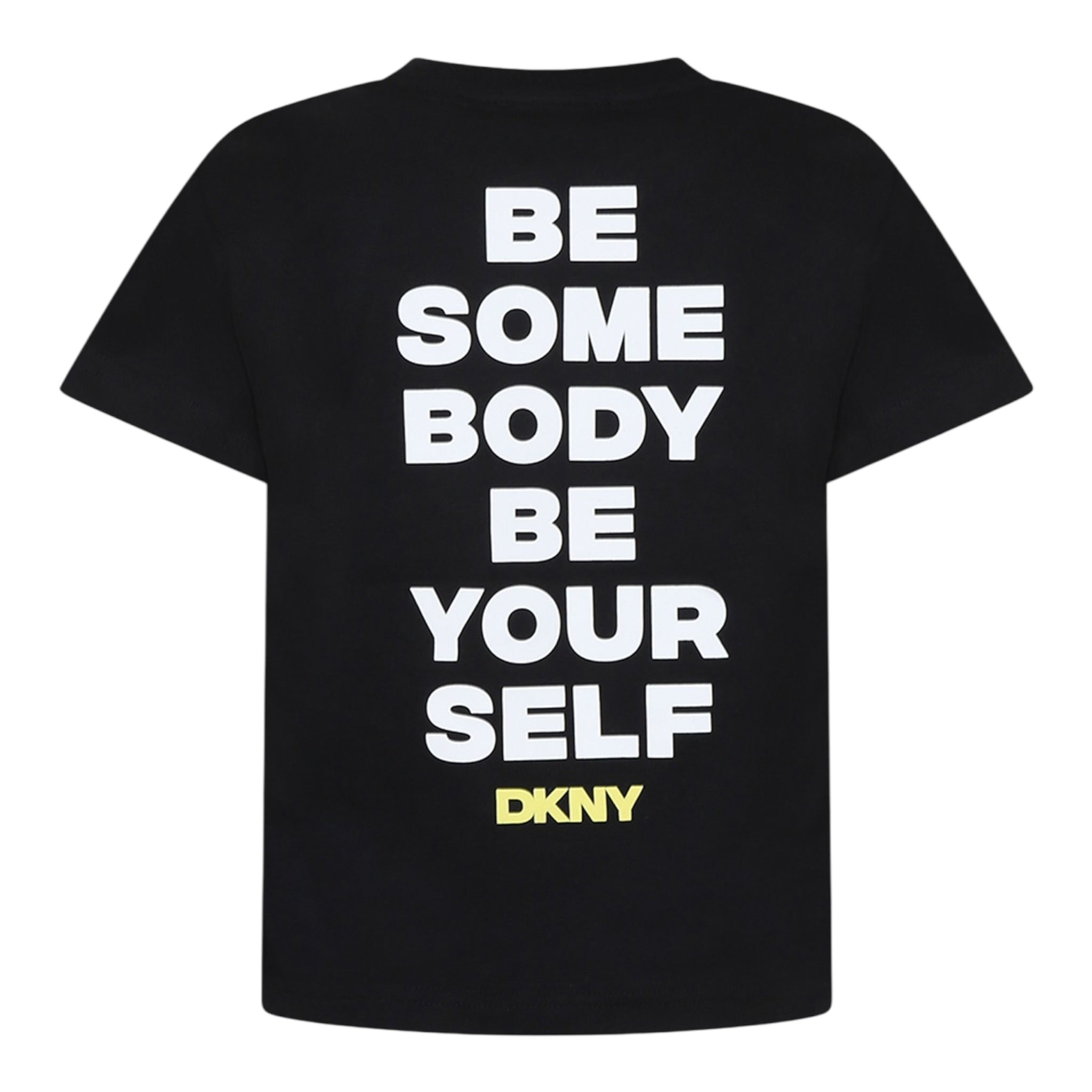 Dkny T-Shirt Girocollo Tinta Unita con Stampa per Bambino D62300 NERO DKNY 