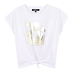 Dkny T-Shirt Girocollo Tinta Unita con Stampa per Bambina D62309 BIANCO DKNY 