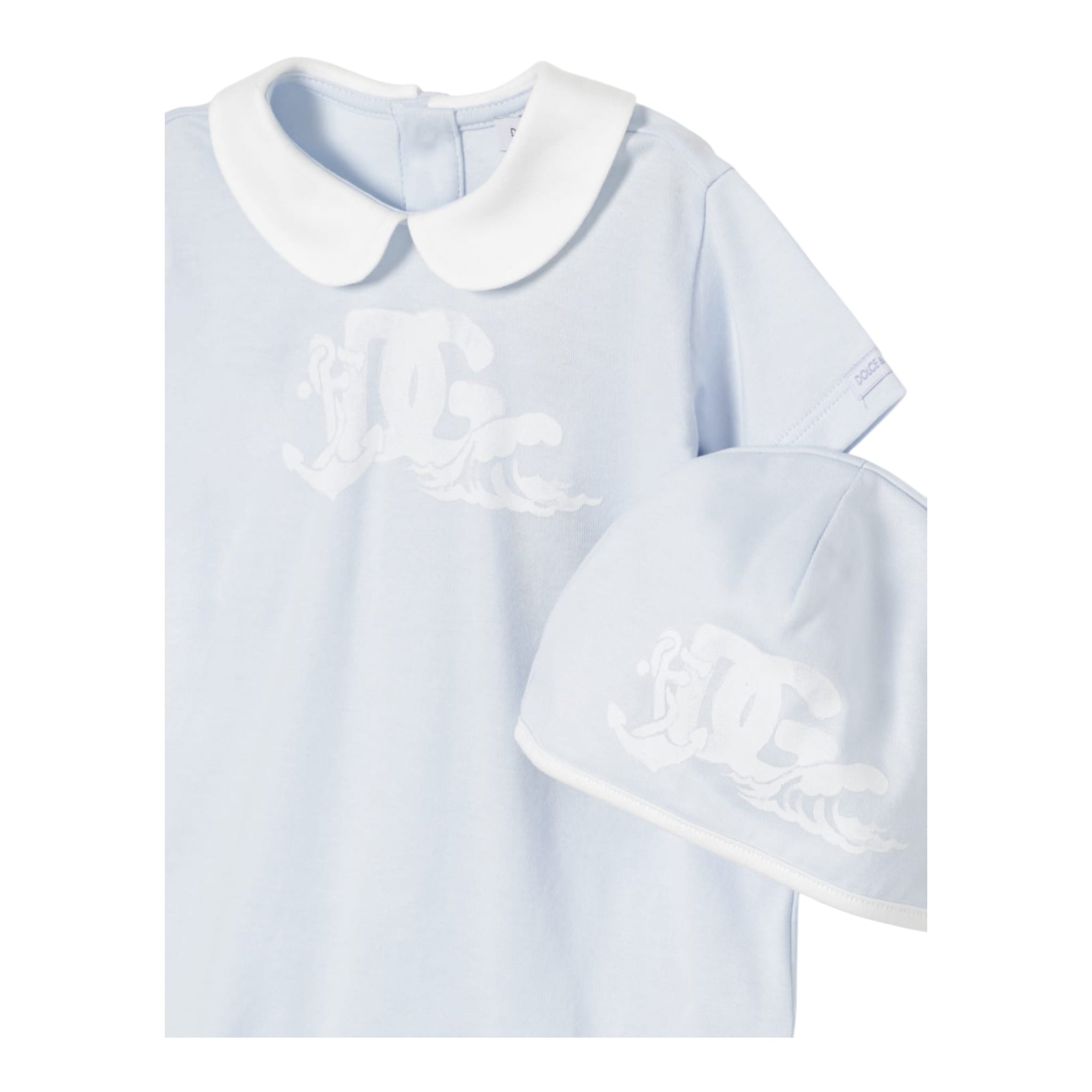 Dolce & Gabbana Set Pagliaccetto-Cappello Tinta Unita per Neonato L1JO7K AZZURRO DOLCE & GABBANA 