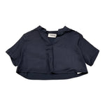 Dondup Camicia Modello Crop Tinta Unita Mezza Manica per Neonata DFCA038N BLU DONDUP 