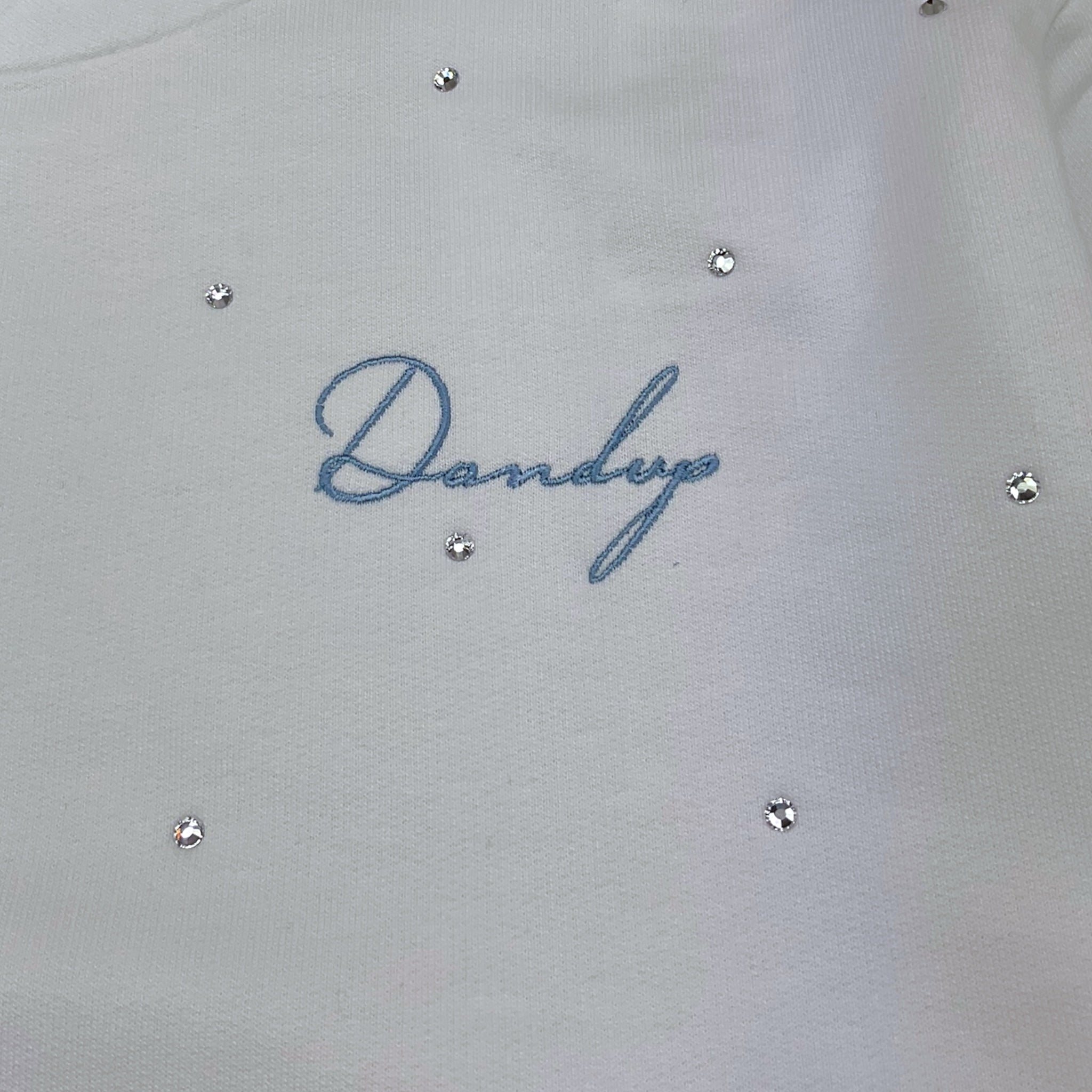 Dondup Felpa Girocollo Tinta Unita con Brillantini per Bambina DFFE016 BIANCO DONDUP 