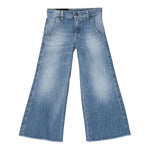 Dondup Jeans Tinta Unita Modello A Palazzo per Bambina DFPA128X BLU DONDUP 