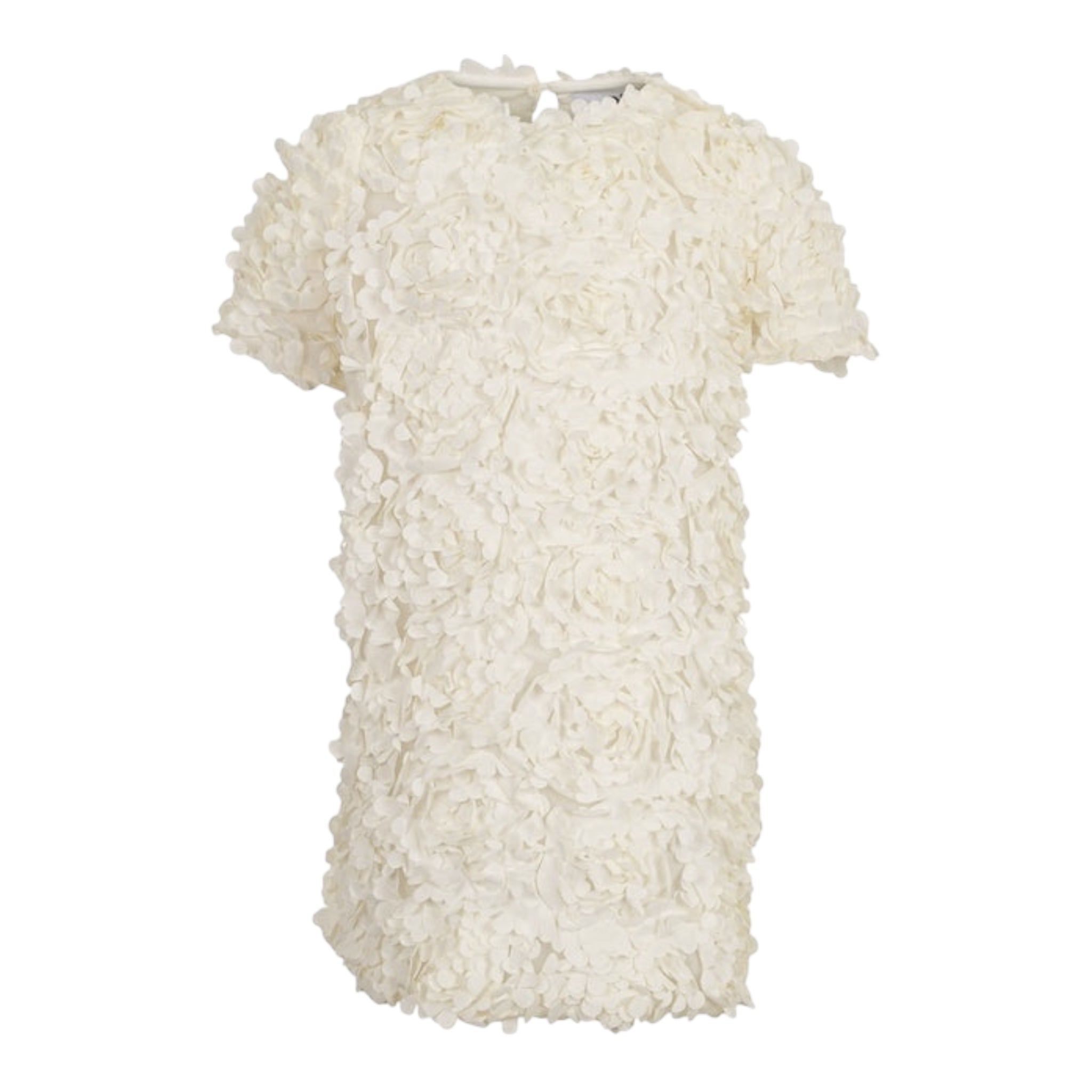Dou Dou Abito Girocollo Tinta Unita con Applicazioni per Bambina DW1A91 PANNA DOU DOU 