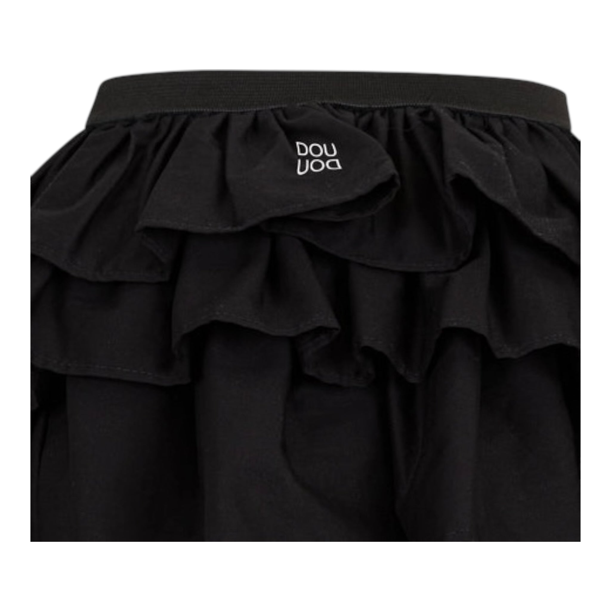 Dou Dou Gonna Tinta Unita con Balze E Elastico In Vita per Bambina DW7A61 NERO DOU DOU 
