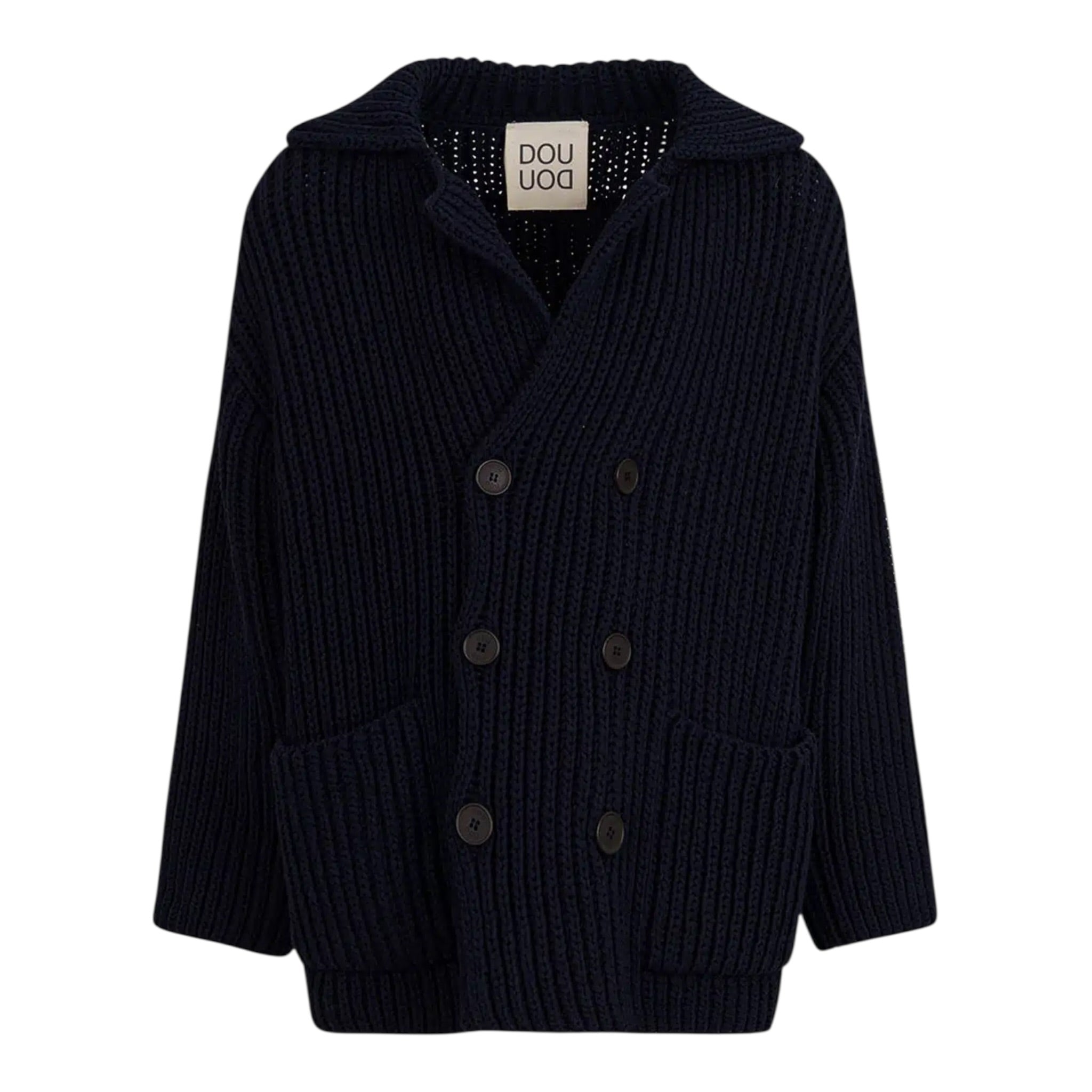 Dou Dou Cardigan Tinta Unita con Bottoni per Bambina DW9P00X BLU DOU DOU 