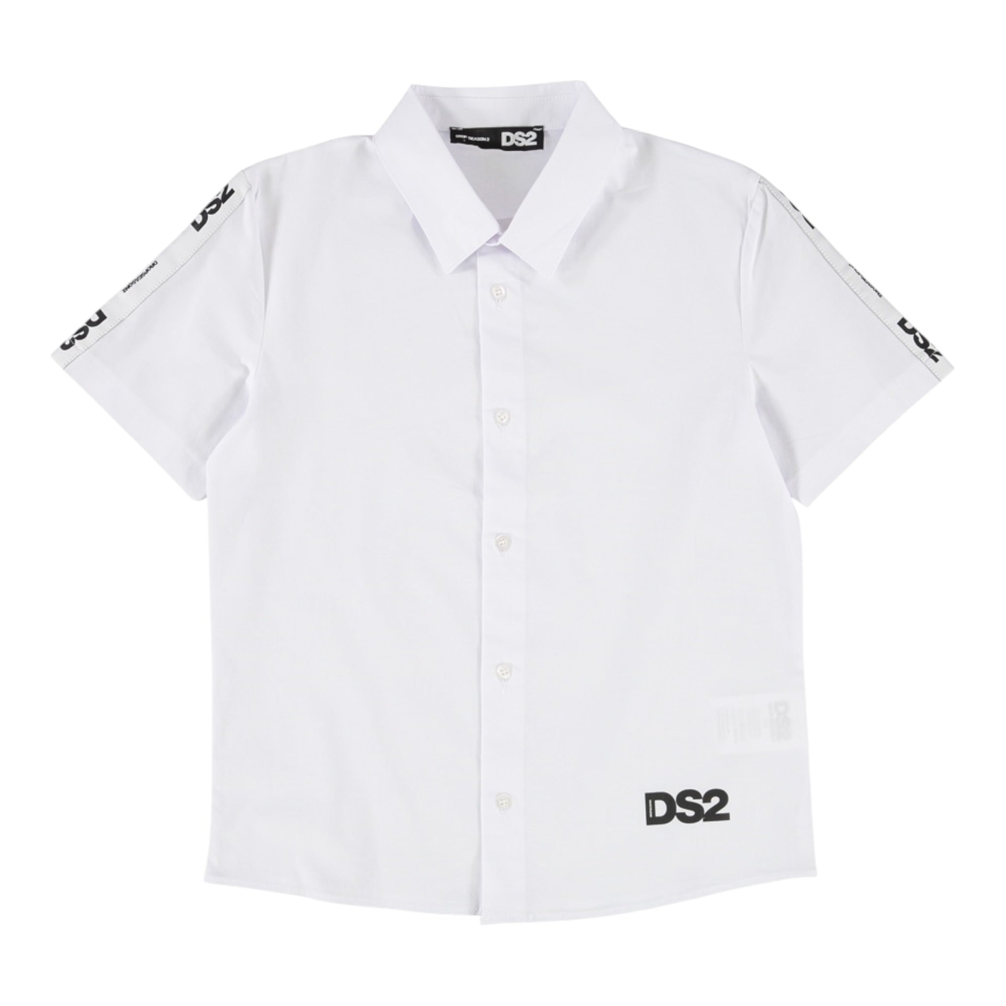 Dropseason2 Camicia Mezza Manica Tinta Unita con Logo per Bambino K048 BIANCO DROPSEASON2 