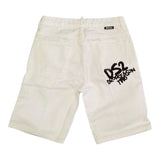 Dropseason2 Bermuda In Denim Tinta Unita con Stampa per Bambino SS25K002 BIANCO DROPSEASON2 