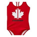 Dsquared2 Costume Intero Tinta Unita con Stampa per Bambina DQ0053 ROSSO DSQUARED2 