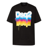 Dsquared2 T-Shirt Girocollo Tinta Unita con Stampa per Bambino DQ1223 NERO DSQUARED2 