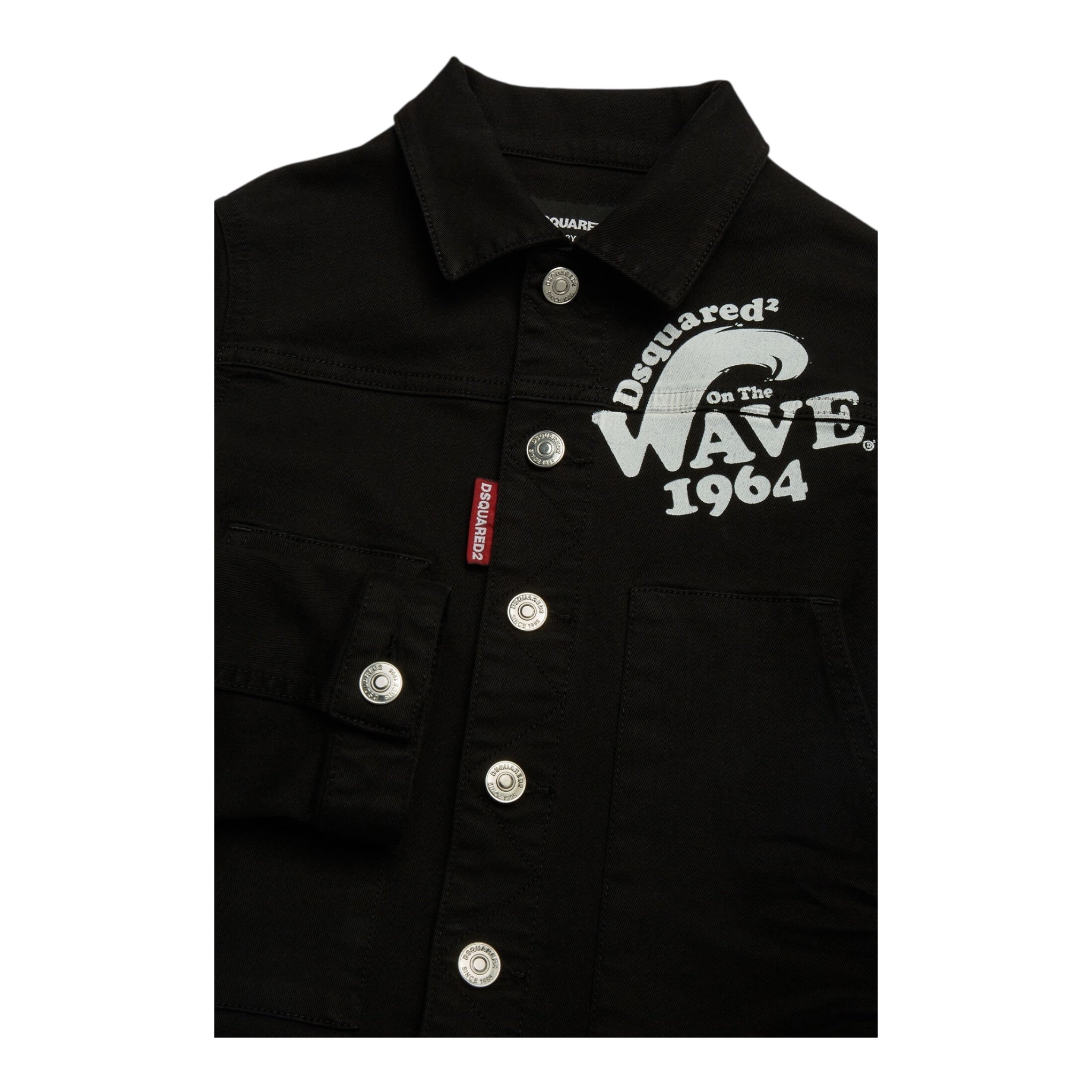 Dsquared2 Giacca In Denim Tinta Unita con Stampa per Bambino DQ2132 NERO DSQUARED2 