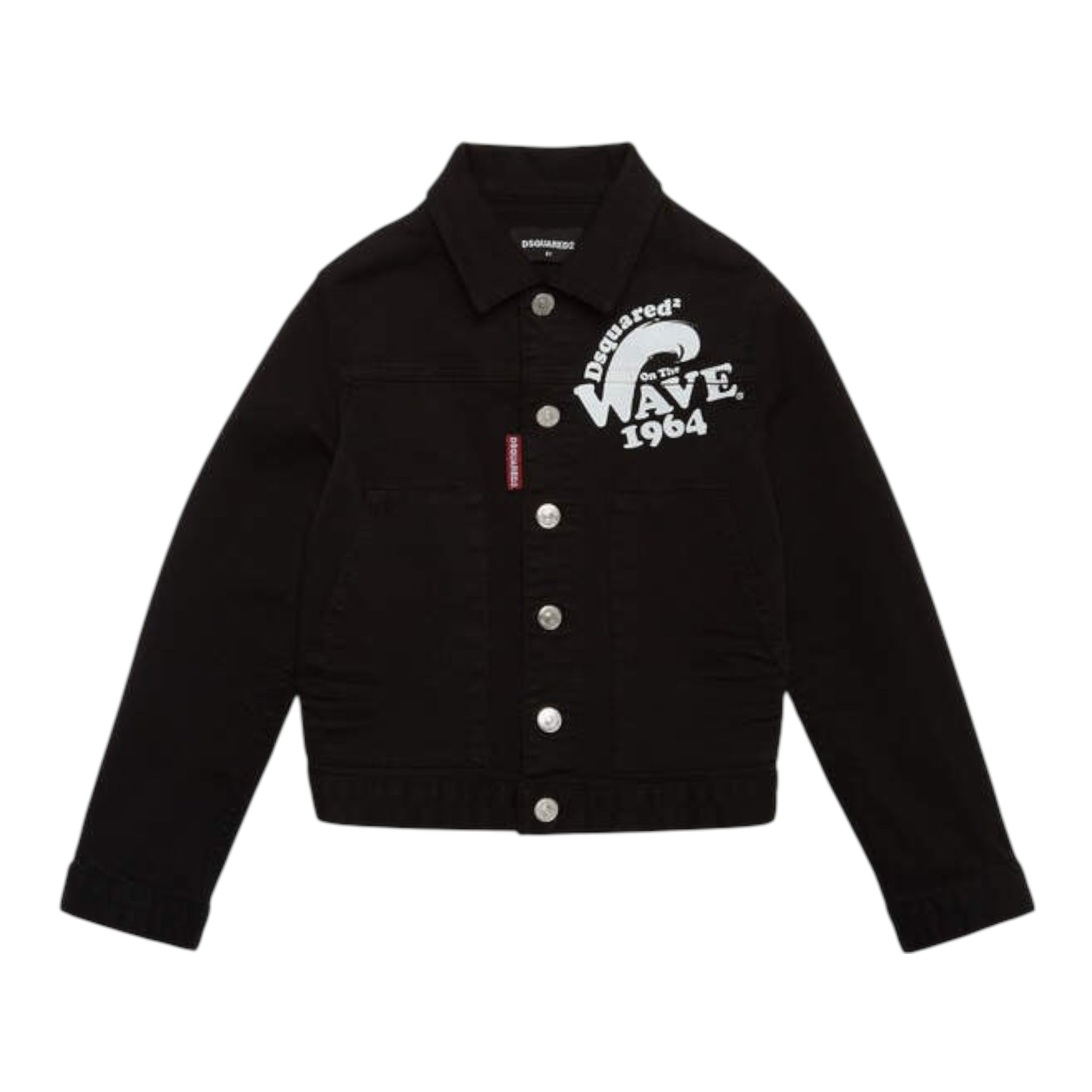 Dsquared2 Giacca In Denim Tinta Unita con Stampa per Bambino DQ2132X NERO DSQUARED2 