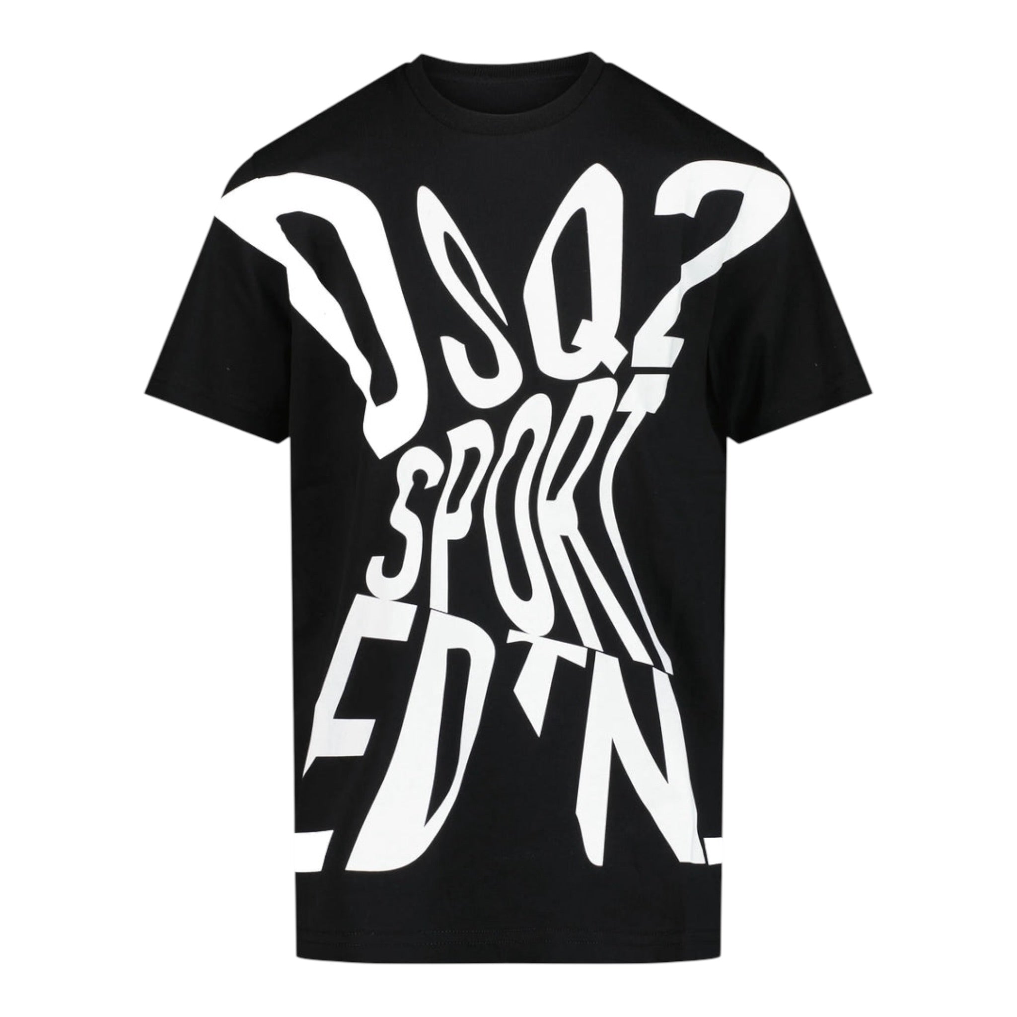 Dsquared2 T-Shirt Girocollo Tinta Unita con Stampa per Bambino DQ2525XX NERO DSQUARED2 