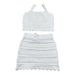 Elisabetta Franchi Completo 2 Pezzi Gonna Tinta Unita con Ricami-Top per Bambina EFCM015X BIANCO ELISABETTA FRANCHI 