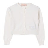 Elisabetta Franchi Cardigan Tinta Unita con Stampa Logo per Bambina EFMA163 PANNA ELISABETTA FRANCHI 