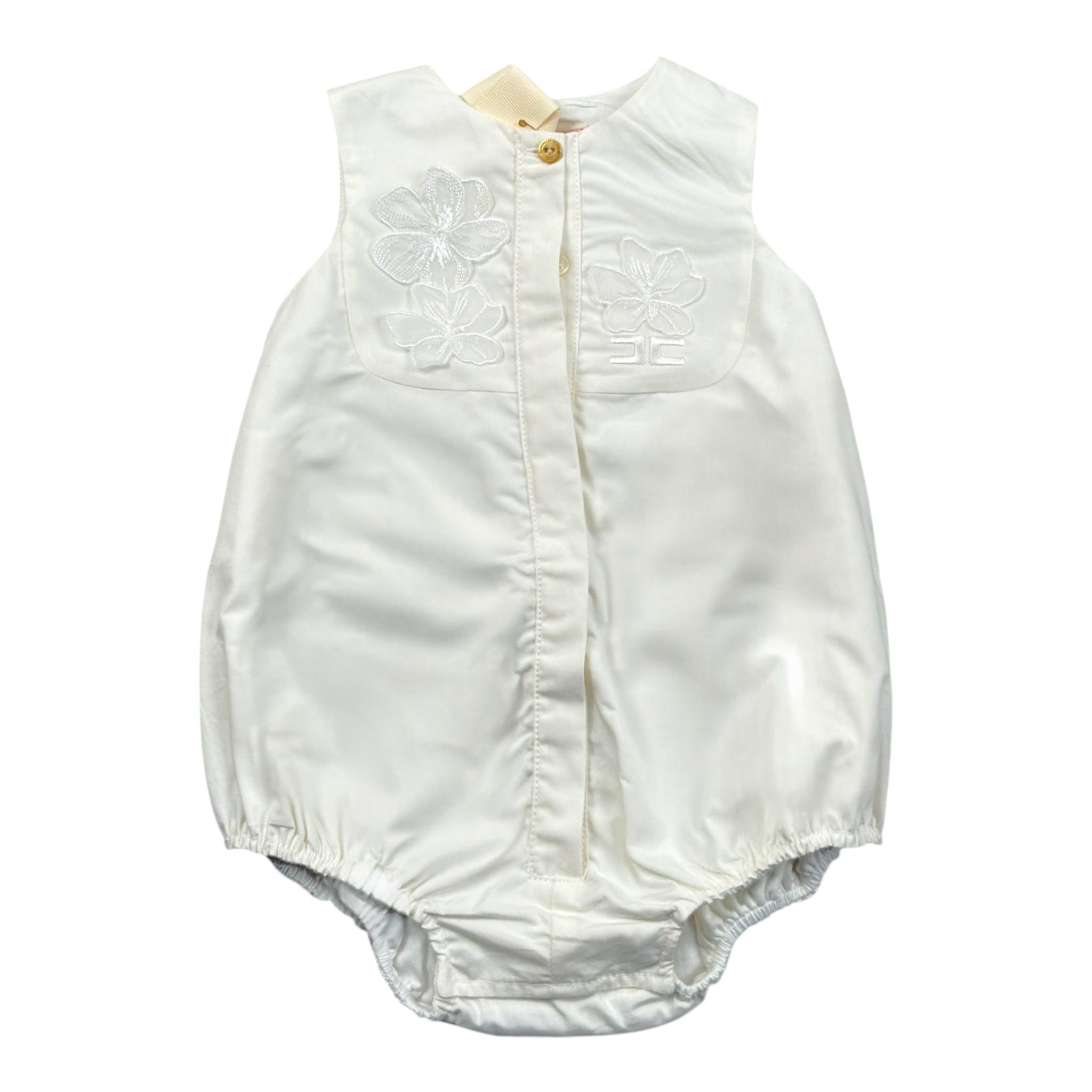 Elisabetta Franchi Pagliaccetto Tinta Unita Giromanica per Neonata ENPG050 BIANCO ELISABETTA FRANCHI 