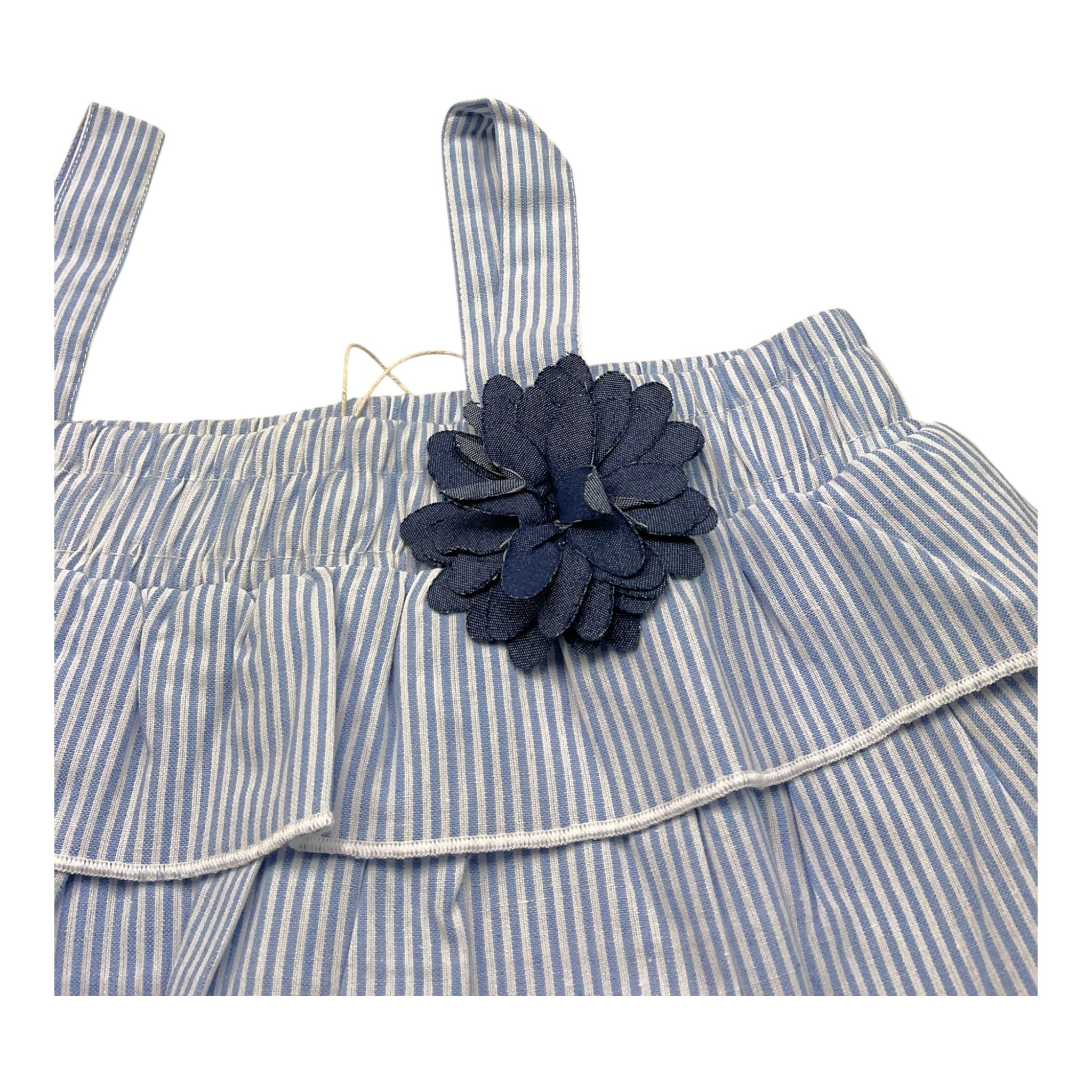Emc Top Bicolore con Fantasia A Righe per Bambina BX2386 BIANCO/AZZURRO EMC 
