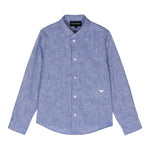 Emporio Armani Camicia Tinta Unita con Manica Lunga E Microfantasia per Bambino 3D4CJDX AZZURRO EMPORIO ARMANI 