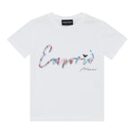 Emporio Armani T-Shirt Girocollo Tinta Unita con Logo per Bambina 3R3T7P BIANCO EMPORIO ARMANI 