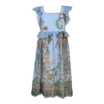Etro Abito Tinta Unita con Fantasia per Bambina GW1B82 AZZURRO ETRO 
