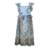 Etro Abito Tinta Unita con Fantasia per Bambina GW1B82X AZZURRO ETRO 