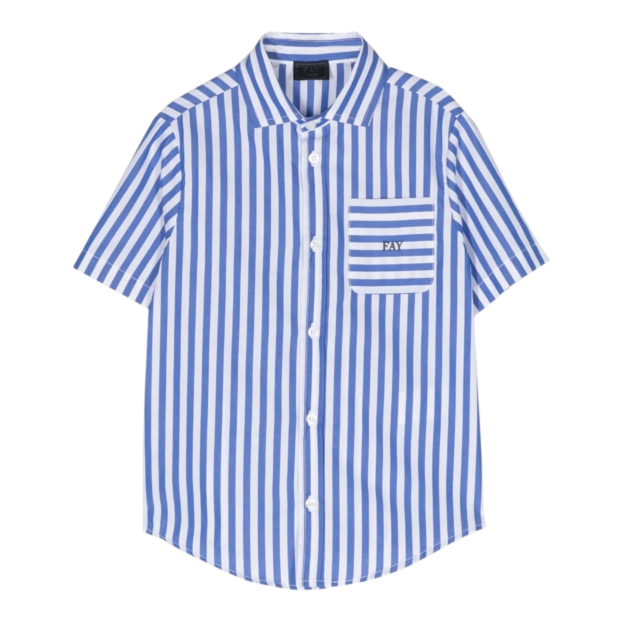 Fay Camicia Mezza Manica con Fantasia A Righe per Bambino FS5P10 BIANCO FAY 
