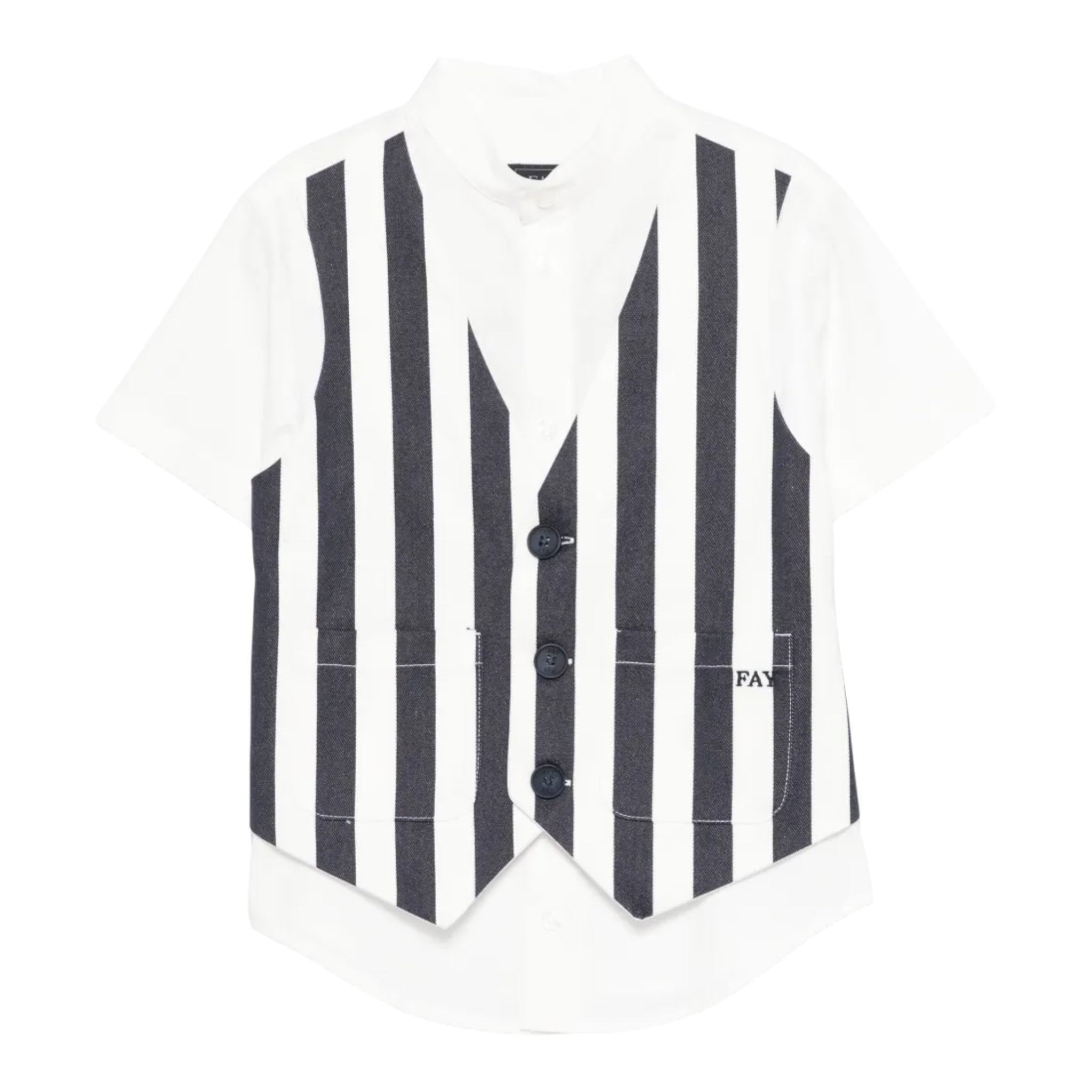 Fay Camicia Tinta Unita con Panciotto Incorporato Fantasia A Righe per Neonato FW5P41 BIANCO FAY 