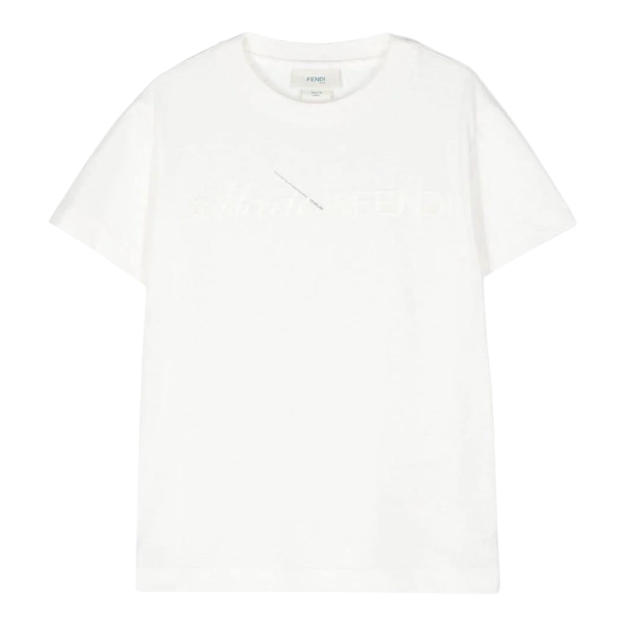 Fendi T-Shirt Girocollo Tinta Unita con Stampa per Bambino JUI157 BIANCO FENDI 