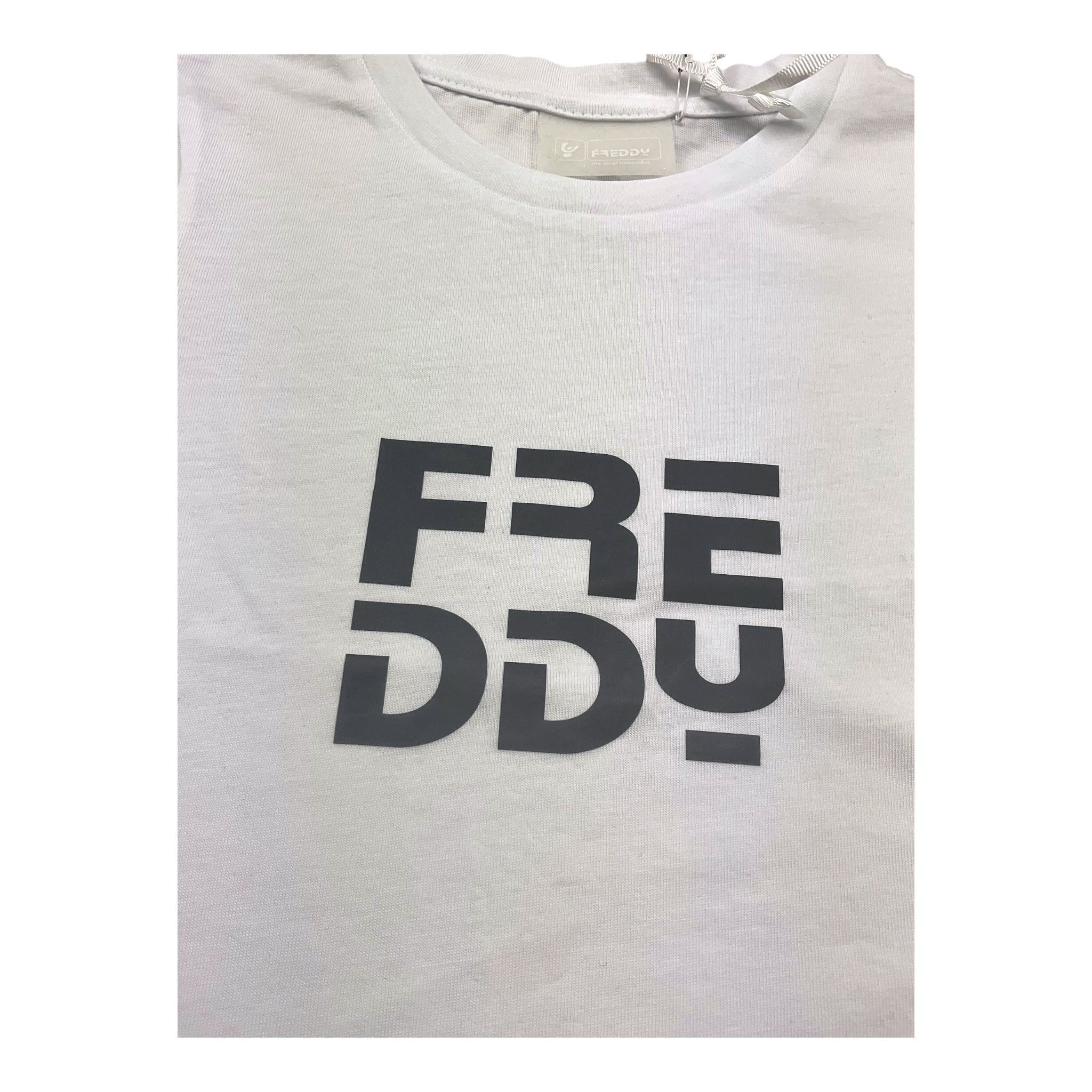 Freddy T-Shirt Girocollo Tinta Unita con Logo per Bambina FR1950 BIANCO FREDDY 