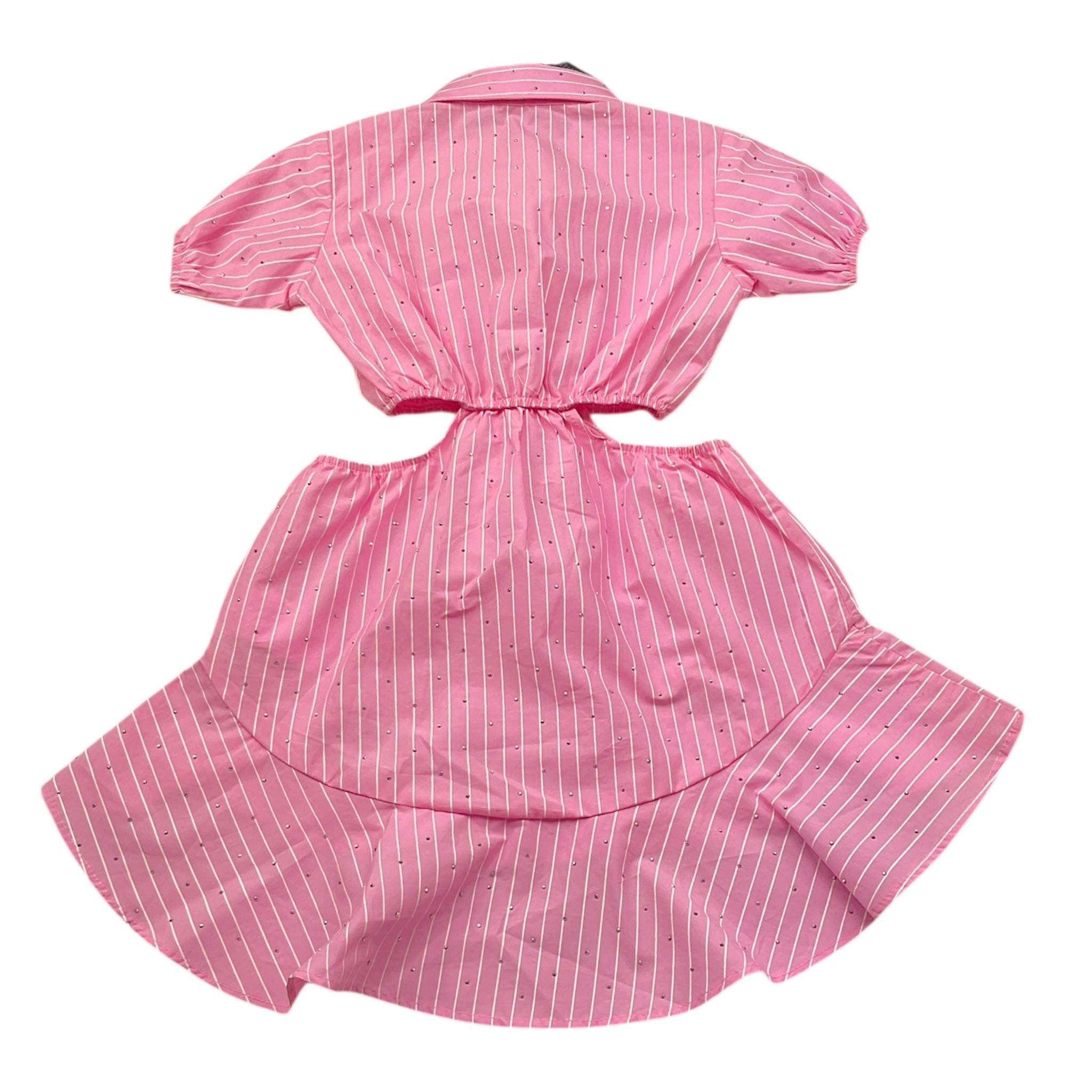 Fun & Fun Abito Tinta Unita con Fantasia A Righe per Bambina FBDR01360 ROSA FUN & FUN 