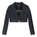 Fun & Fun Giubbino Modello Crop Tinta Unita In Denim per Bambina FNCJJK00982 BLU FUN & FUN 
